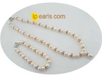 wholesale 8-9mm white potato freshwater pearl jewelry set