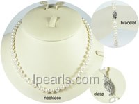 5-6mm white potato seed pearl Necklace and bracelet set