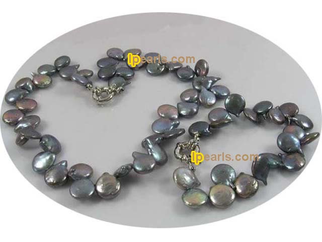 side-drill coin pearl neckalce bracelet jewelry set