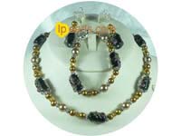 champagne potato pearl and shell pearl jewelry set