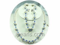 elegant white freshwater pearl sets of necklace, bracelet and ea