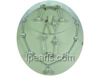 beautiful white 8-9mm potato freshwater pearl jewelry set