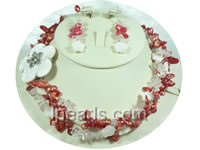 red blister pearl jewelry sets of necklace and earrings