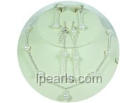 white 8-9mm potato pearl and clear crystal jewelry set