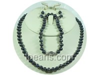 royal 6-7mm black potato freshwater pearl jewelry sets