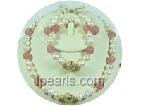 delicate rose quartz and white potato pearl jewelry sets