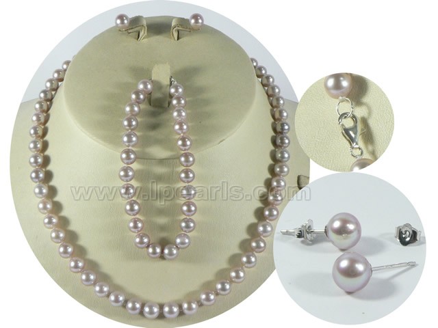 wholesale 7-8mm purple round freshwater pearl sets