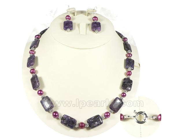 amethyst and cultured pearl necklace jewelry set