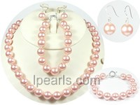 10mm light pink shell pearl set