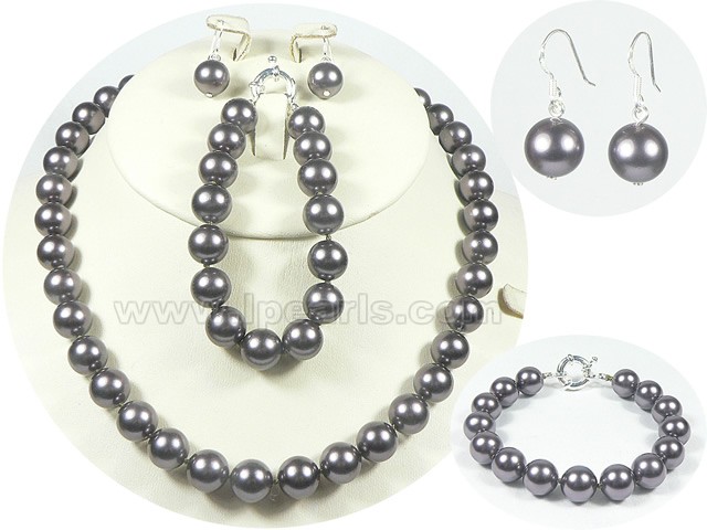 10mm dark olive green shell pearl set