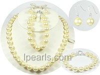 10mm light goldenrod yellow shell pearl set