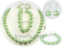 10mm emerald green shell pearl set
