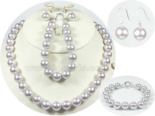 10mm light purple shell pearl set