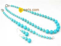gradual change round turquoise necklace bracelet and earrings se