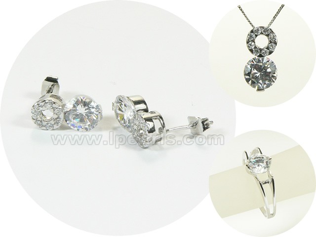 eight shape sterling silver rhodium plated set