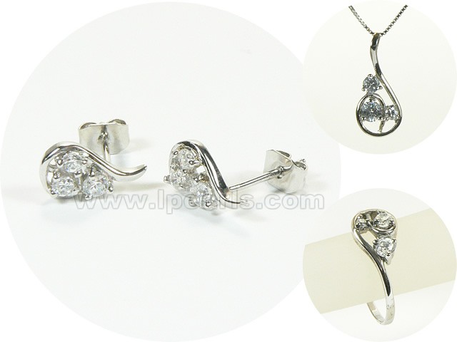 wholesale sterling silver rhodium plated set