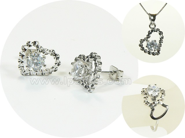 star shape sterling silver rhodium plated set