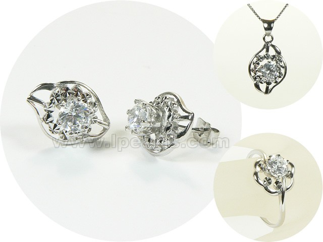 spinous sterling silver rhodium plated set