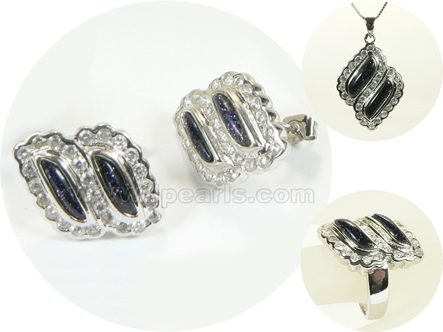 dark purple sterling silver rhodium plated set