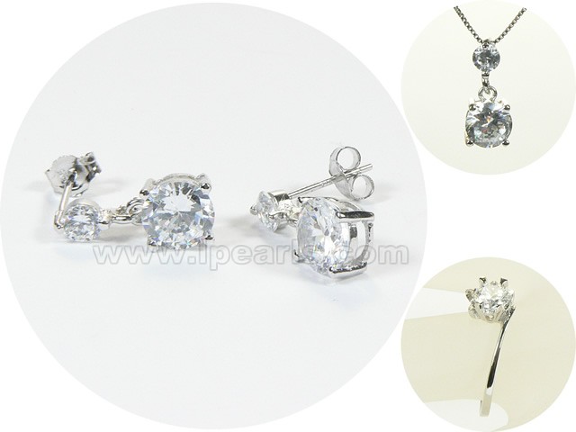 ball shape sterling silver rhodium plated set