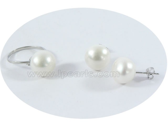 12-12.5mm bread pearl ring and earrings sets wholesale