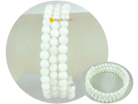7.5" 5mm white round coral jewelry bracelets