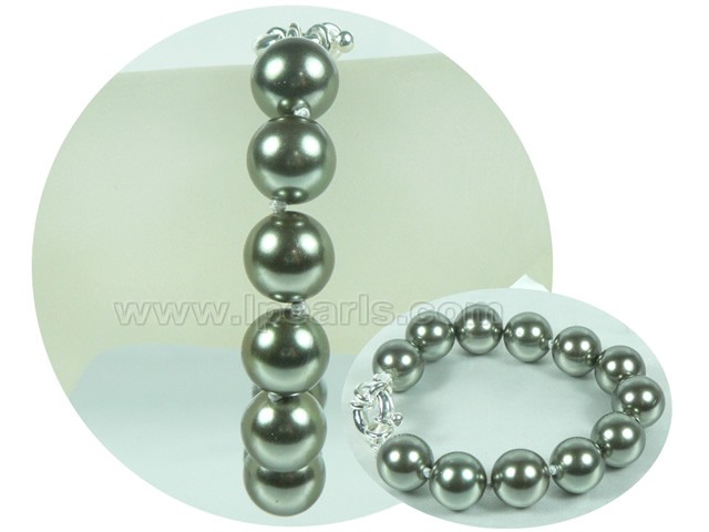 12mm bright brown round shell pearl bracelet