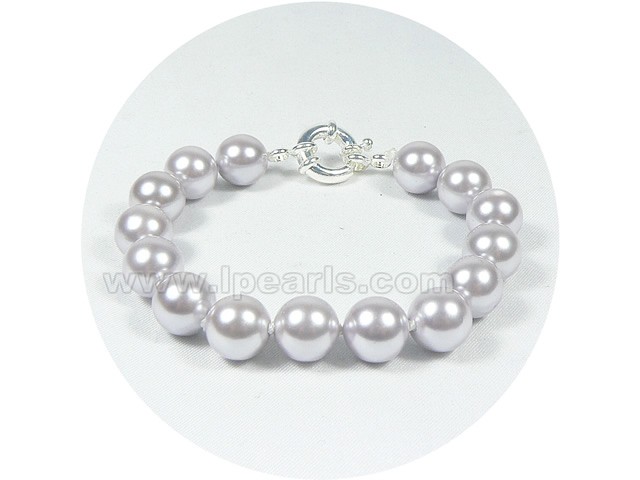 10mm light purple shell pearl bracelet