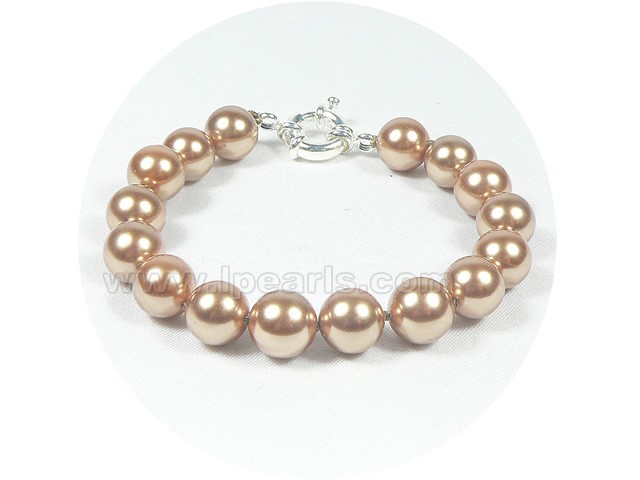 10mm champagne shell pearl bracelet