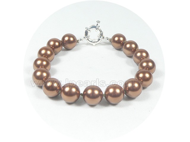 10mm sienna shell pearl bracelet