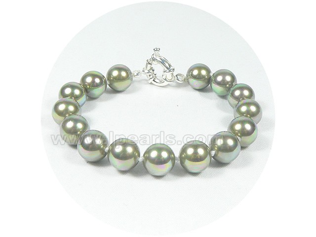 10mm dark green shell pearl bracelet