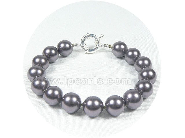 10mm dark olive green shell pearl bracelet
