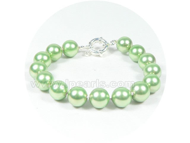 10mm emerald green shell pearl bracelet