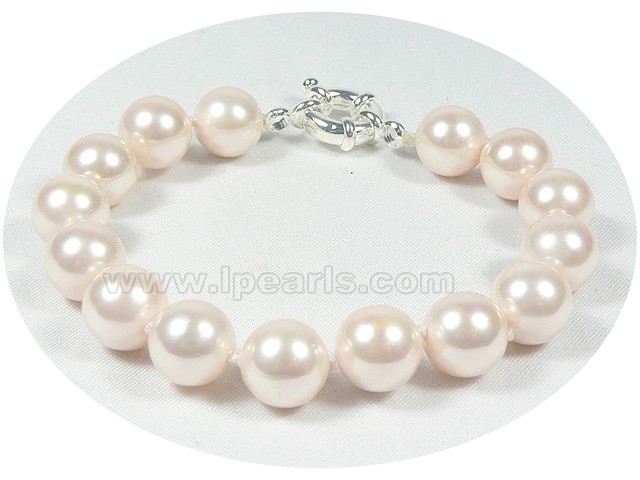10mm misty rose shell pearl bracelet