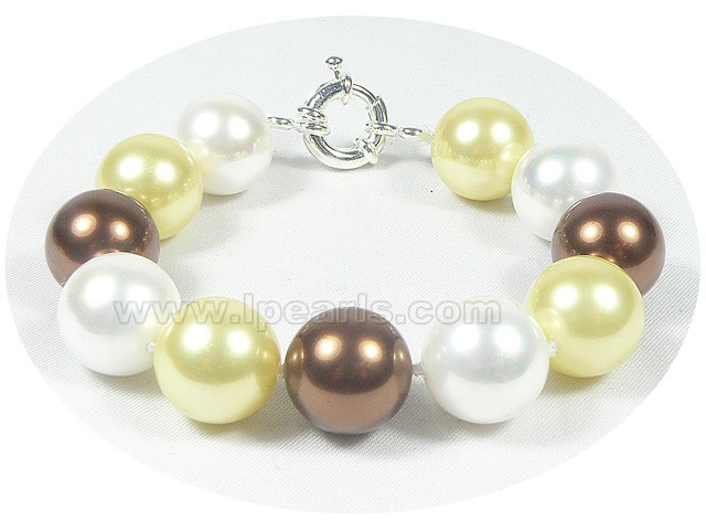 14mm multicolor shell pearl bracelet
