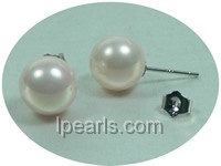 light pink color 10mm round shell pearl dangle earrings