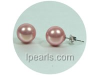10mm red round shell pearl studs earrings