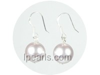 10mm light purple shell pearl earrings