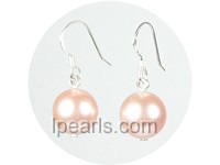 10mm pink shell pearl earrings