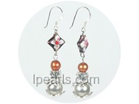 7-8mm and 10mm shell pearl earrings with cloisonnes