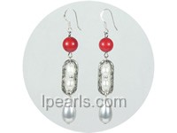 8mm and 8*15mm shell pearl earrings with freshwater pearls