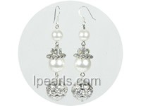 8mm and 12mm white shell pearl earrings