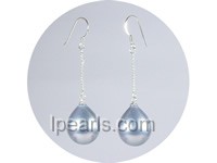 wholesale 13*16mm gray teardrop shell pearl dangle earrings