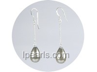 wholesale 9*14mm dark gray teardrop shell pearl dangle earrings
