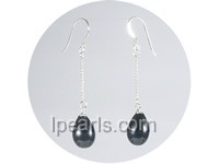 wholesale 8*12mm black teardrop shell pearl dangle earrings