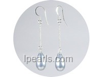 wholesale 8*12mm gray teardrop shell pearl dangle earrings