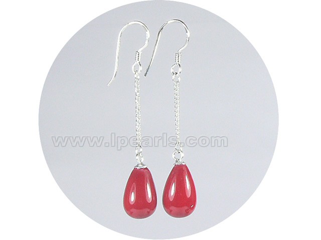 wholesale 8*12mm red teardrop shell pearl dangle earrings