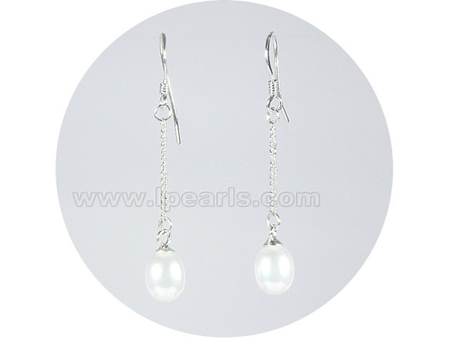 wholesale 6*8mm white teardrop shell pearl dangle earrings