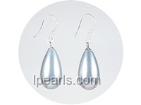 wholesale 10*18mm gray teardrop shell pearl dangle earrings