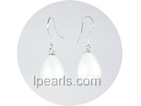 wholesale 10*14mm white teardrop shell pearl dangle earrings